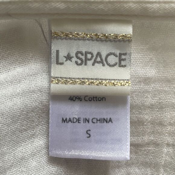 L*Space Boho Gauze & Embroidered Mini Babydoll Dress Cream sz S - Picture 14 of 16